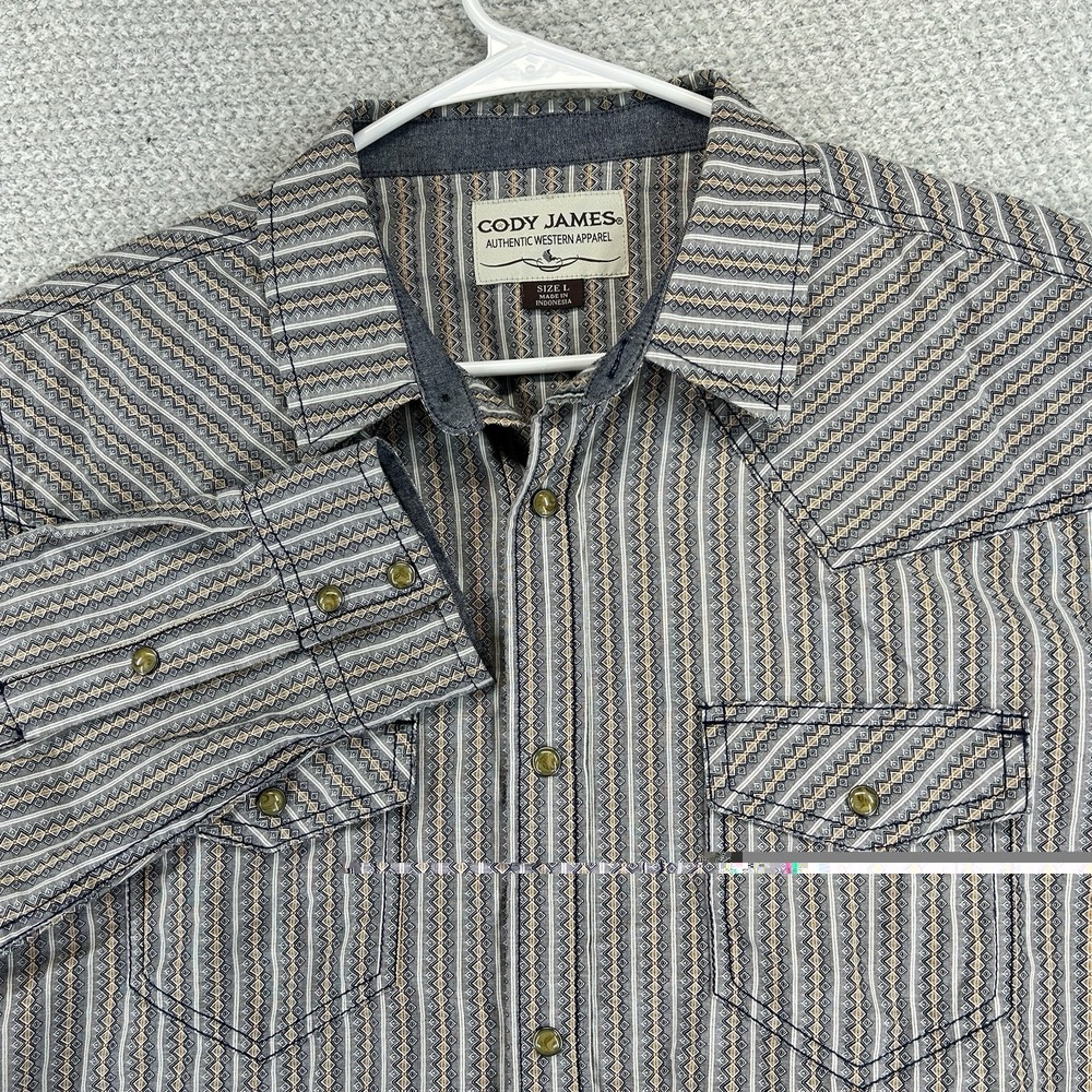 Cody James Shirt Mens Large Geometric Western Pearl Snap Cowboy Farmcore Rodeo